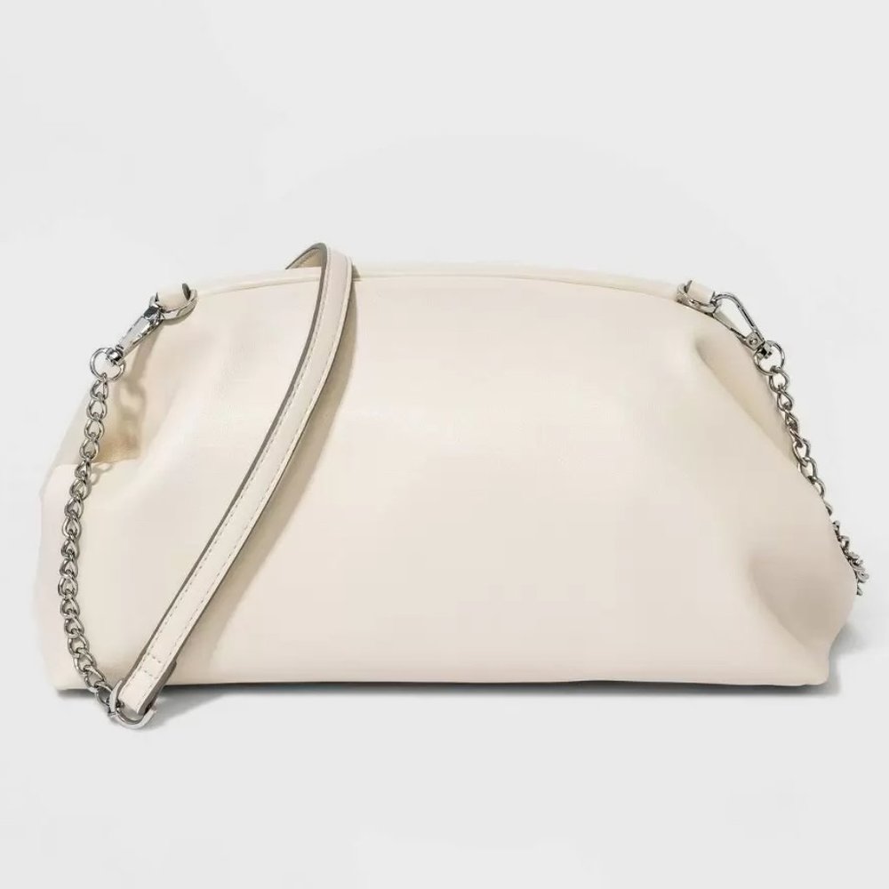 NEW! Cream Soft Body Large Clutch with Detachable Crossbody Straps - Purse, Bag